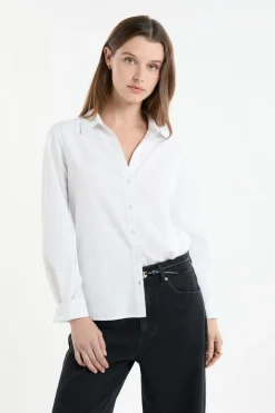 New ETAM Camisa de manga larga de algodón BLANCO