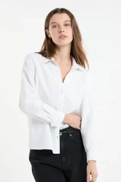 New ETAM Camisa de manga larga de algodón BLANCO