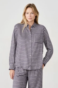 Hot ETAM Camisa de pijama a cuadros AZUL NOCHE