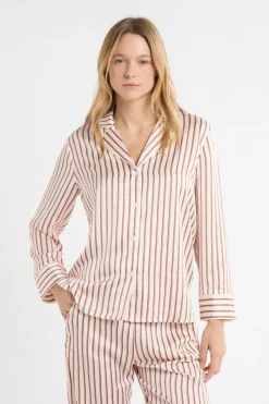 Hot ETAM Camisa de pijama a rayas de satén IMP FD CRUDO