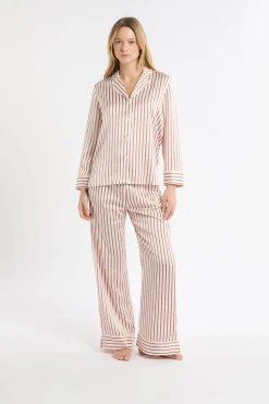 Hot ETAM Camisa de pijama a rayas de satén IMP FD CRUDO