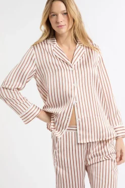 Hot ETAM Camisa de pijama a rayas de satén IMP FD CRUDO