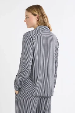 Clearance ETAM Camisa de pijama a rayas con estampado de perros marino