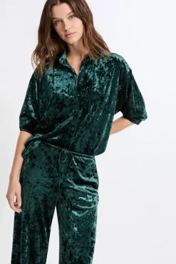 New ETAM Camisa de pijama con efecto terciopelo ESMERALDA