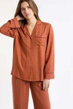Sale ETAM Camisa de pijama con estampado de corazones MARRÓN