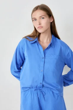 ETAM Camisa de pijama de algodón AZUL ROYAL