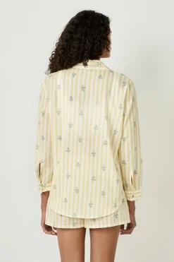 Best ETAM Camisa de pijama de algodón estampada AMARILLO