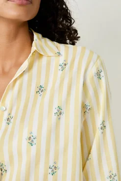 Best ETAM Camisa de pijama de algodón estampada AMARILLO