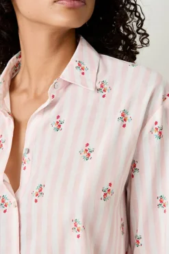 ETAM Camisa de pijama de algodón estampada ROSA CLARO