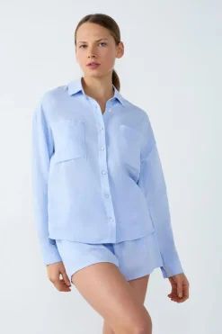 Outlet ETAM Camisa de pijama de lino AZUL