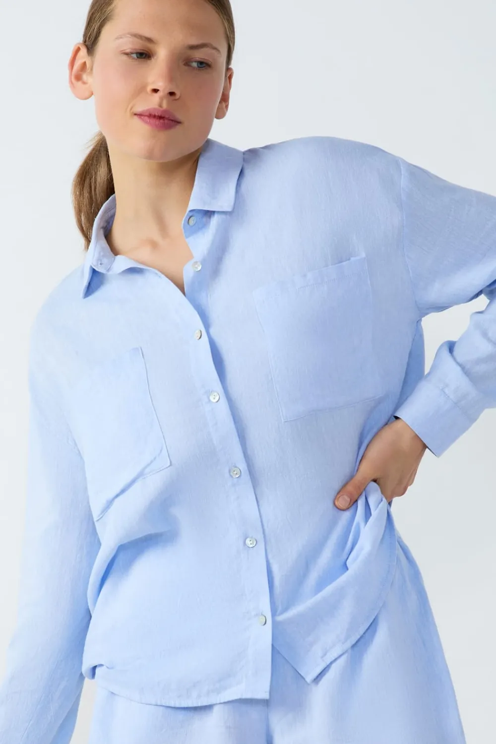Outlet ETAM Camisa de pijama de lino AZUL