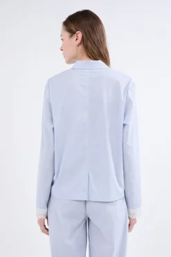 New ETAM Camisa de pijama de manga larga a rayas AZUL