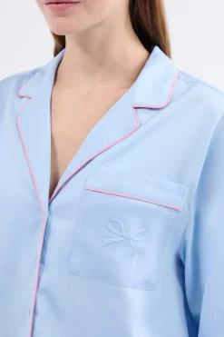 Clearance ETAM Camisa de pijama de manga larga de algodón AZUL CLARO