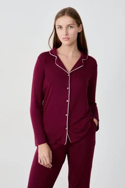 ETAM Camisa de pijama de manga larga BURDEOS GRANATE