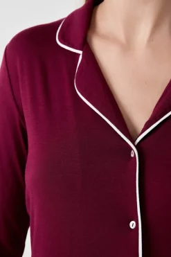 ETAM Camisa de pijama de manga larga BURDEOS GRANATE