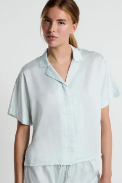 Discount ETAM Camisa de pijama de manga corta estampada ESTAMPADO FONDO VERDE