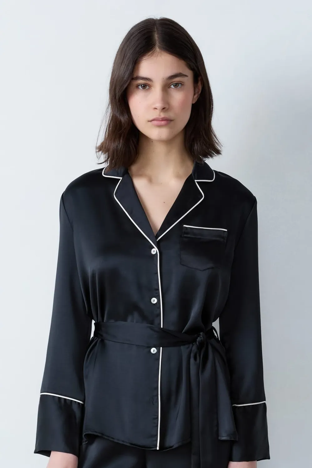 Hot ETAM Camisa de pijama de satén NEGRO