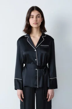 Hot ETAM Camisa de pijama de satén NEGRO