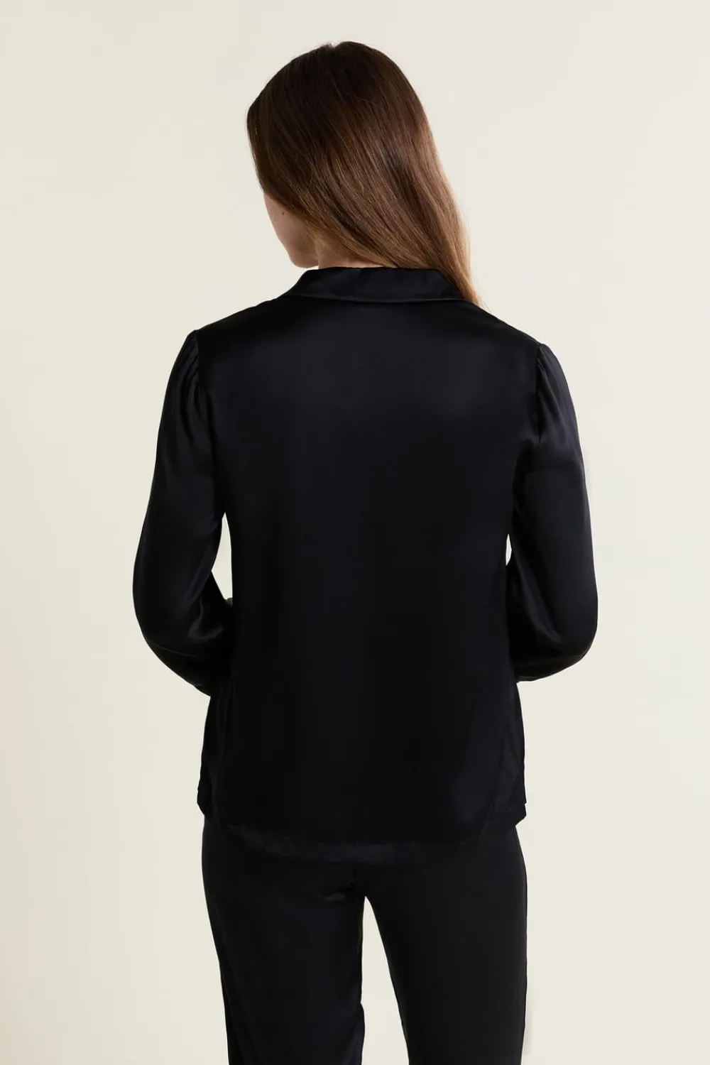 Online ETAM Camisa de pijama de seda NEGRO
