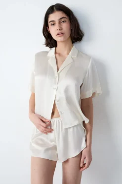 Sale ETAM Camisa de pijama de seda de manga corta PERLA
