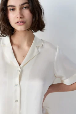 Sale ETAM Camisa de pijama de seda de manga corta PERLA