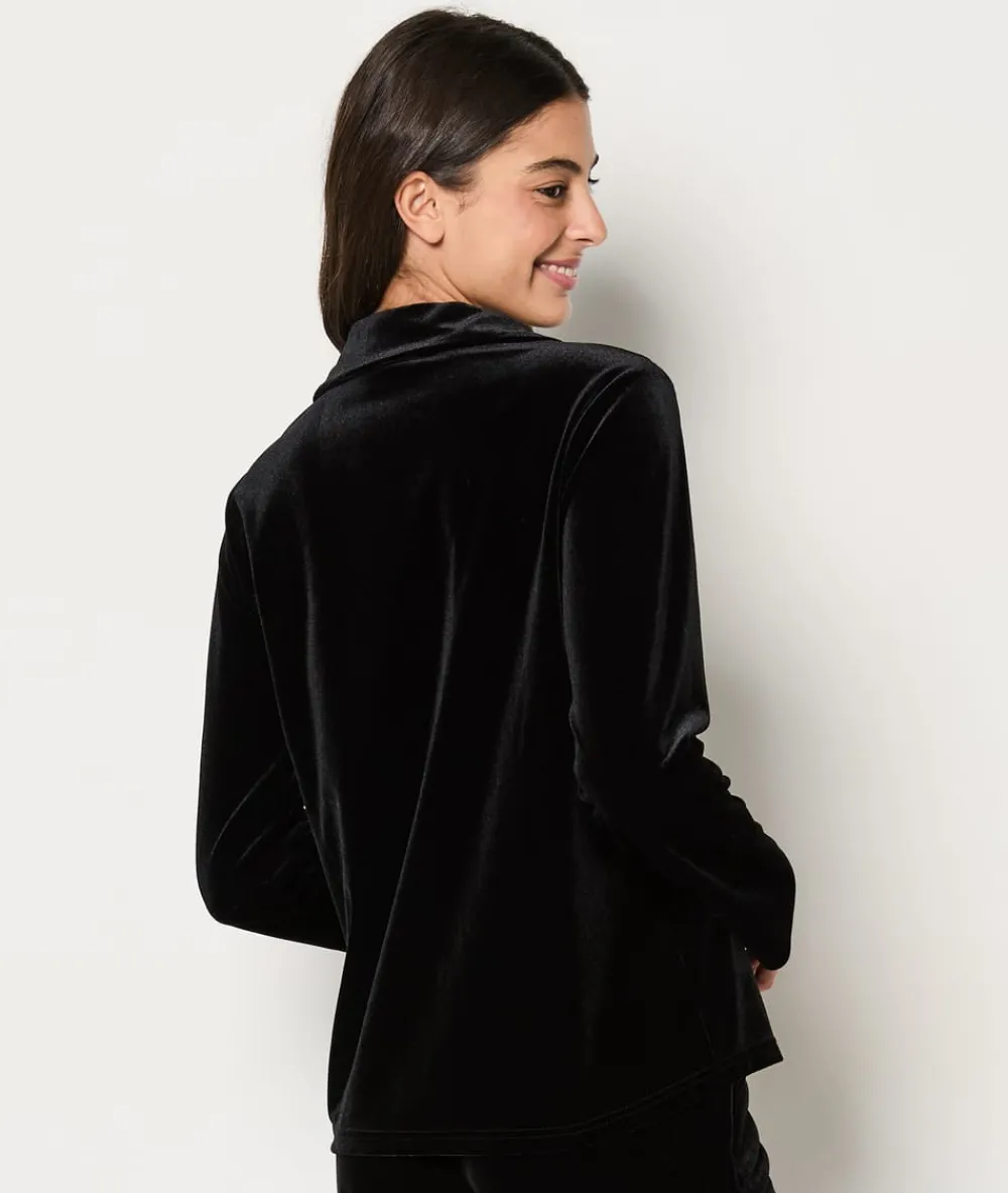 Clearance ETAM Camisa de pijama de terciopelo NEGRO