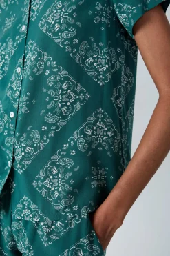 Best ETAM Camisa de pijama estampada de manga corta KAKI