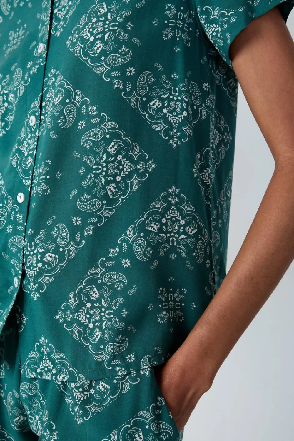 Best ETAM Camisa de pijama estampada de manga corta KAKI