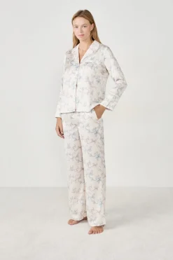 Discount ETAM Camisa de pijama estampada satinada ESTAMPADO BLANCO ROTO