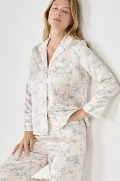 Discount ETAM Camisa de pijama estampada satinada ESTAMPADO BLANCO ROTO