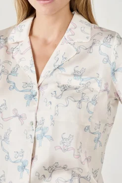Discount ETAM Camisa de pijama estampada satinada ESTAMPADO BLANCO ROTO