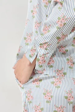 New ETAM Camisa de pijama satinada con estampado floral IMP FD BLANCO