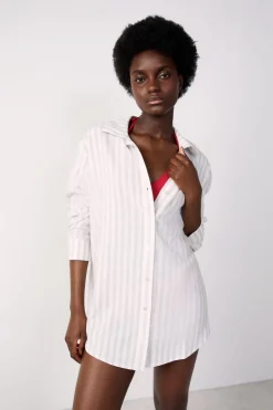 Hot ETAM Camisa de playa a rayas de lino GRIS