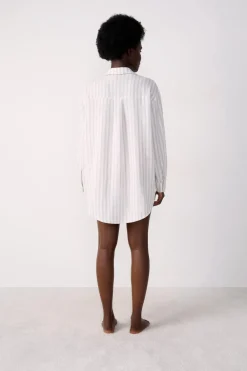 Hot ETAM Camisa de playa a rayas de lino GRIS