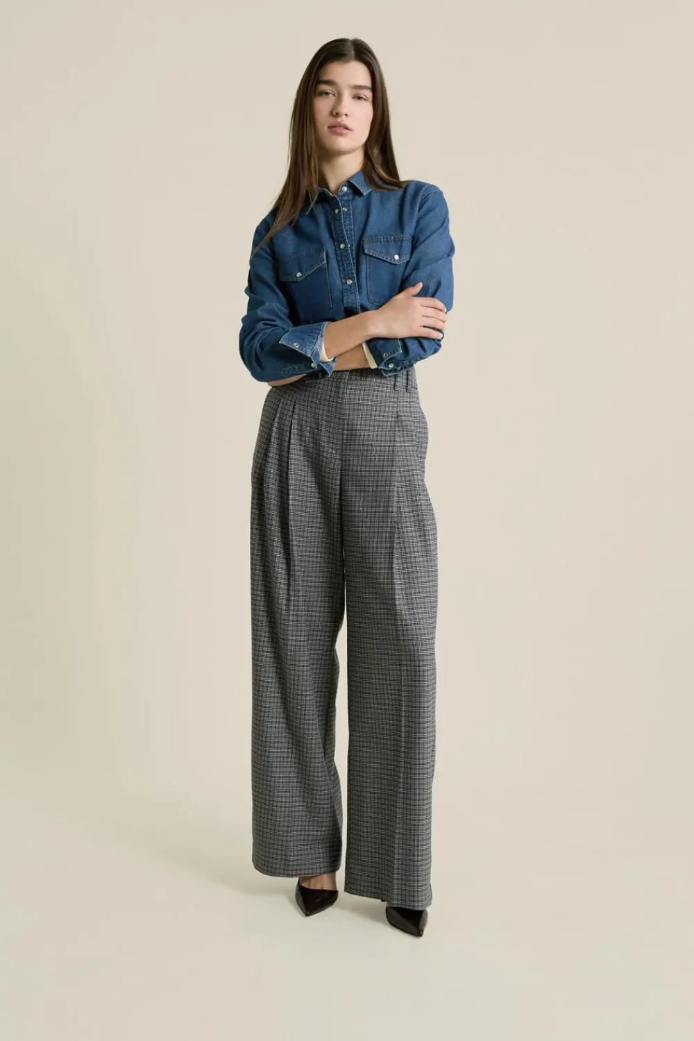 Hot ETAM Camisa efecto denim AZUL ROYAL