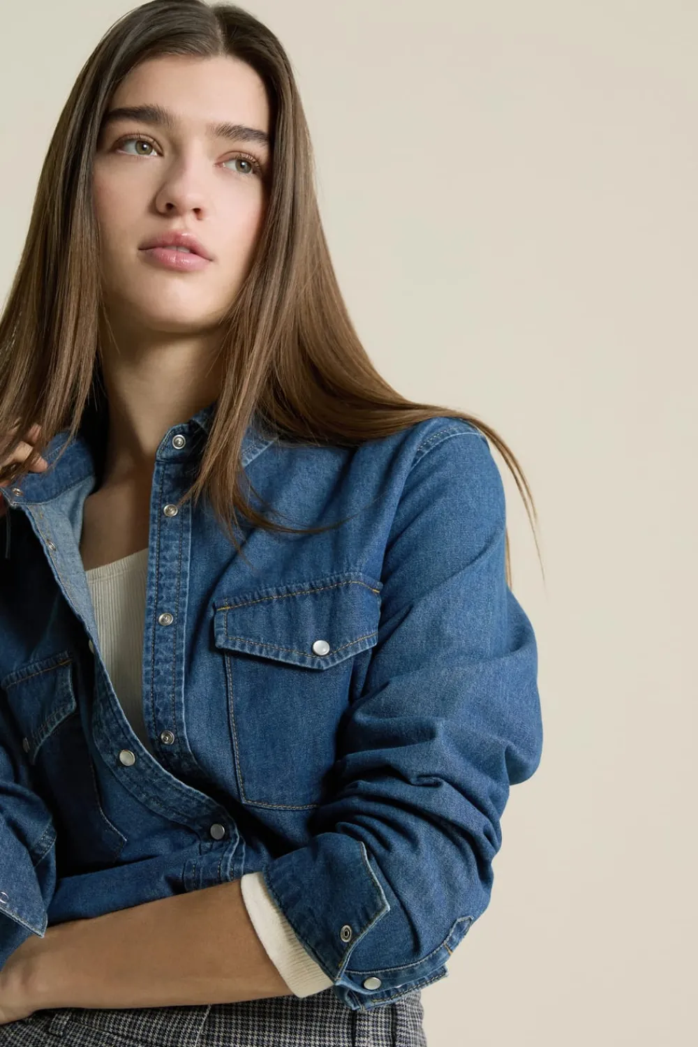 Hot ETAM Camisa efecto denim AZUL ROYAL
