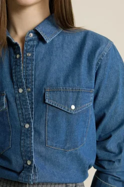 Hot ETAM Camisa efecto denim AZUL ROYAL