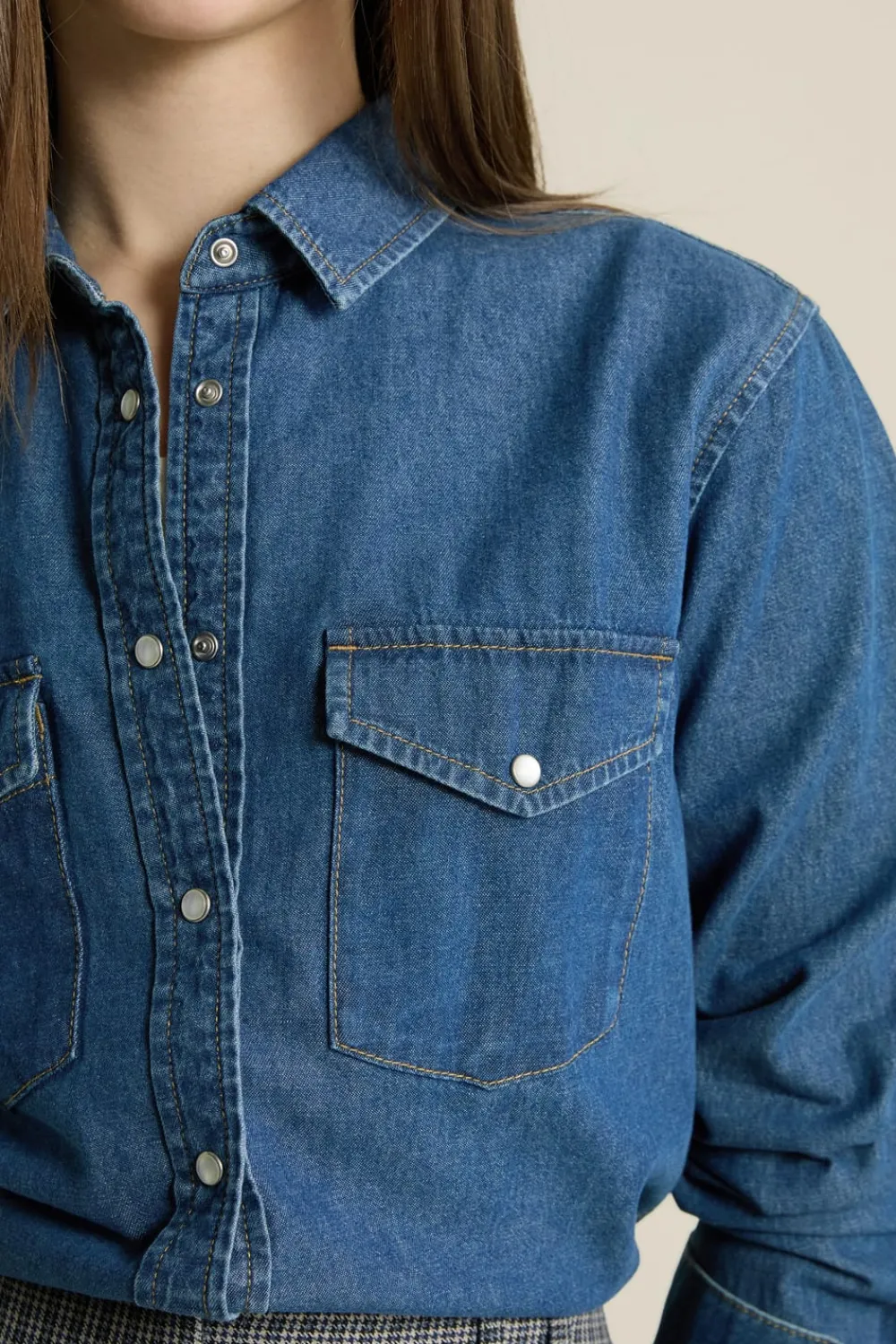 Hot ETAM Camisa efecto denim AZUL ROYAL