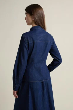 Sale ETAM Camisa efecto vaquero de algodón azul denim