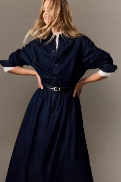 Sale ETAM Camisa efecto vaquero de algodón azul denim