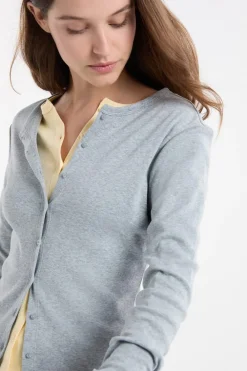Clearance ETAM Camiseta abotonada de manga larga de algodón GRIS