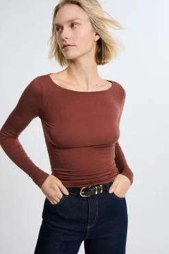 Online ETAM Camiseta con cuello barco y lana MARR&Oacute;N