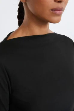 Clearance ETAM Camiseta con cuello barco y mangas largas anchas NEGRO
