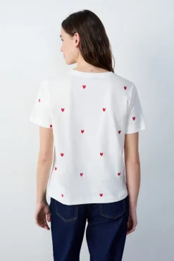 New ETAM Camiseta corazón de algodón ROJO