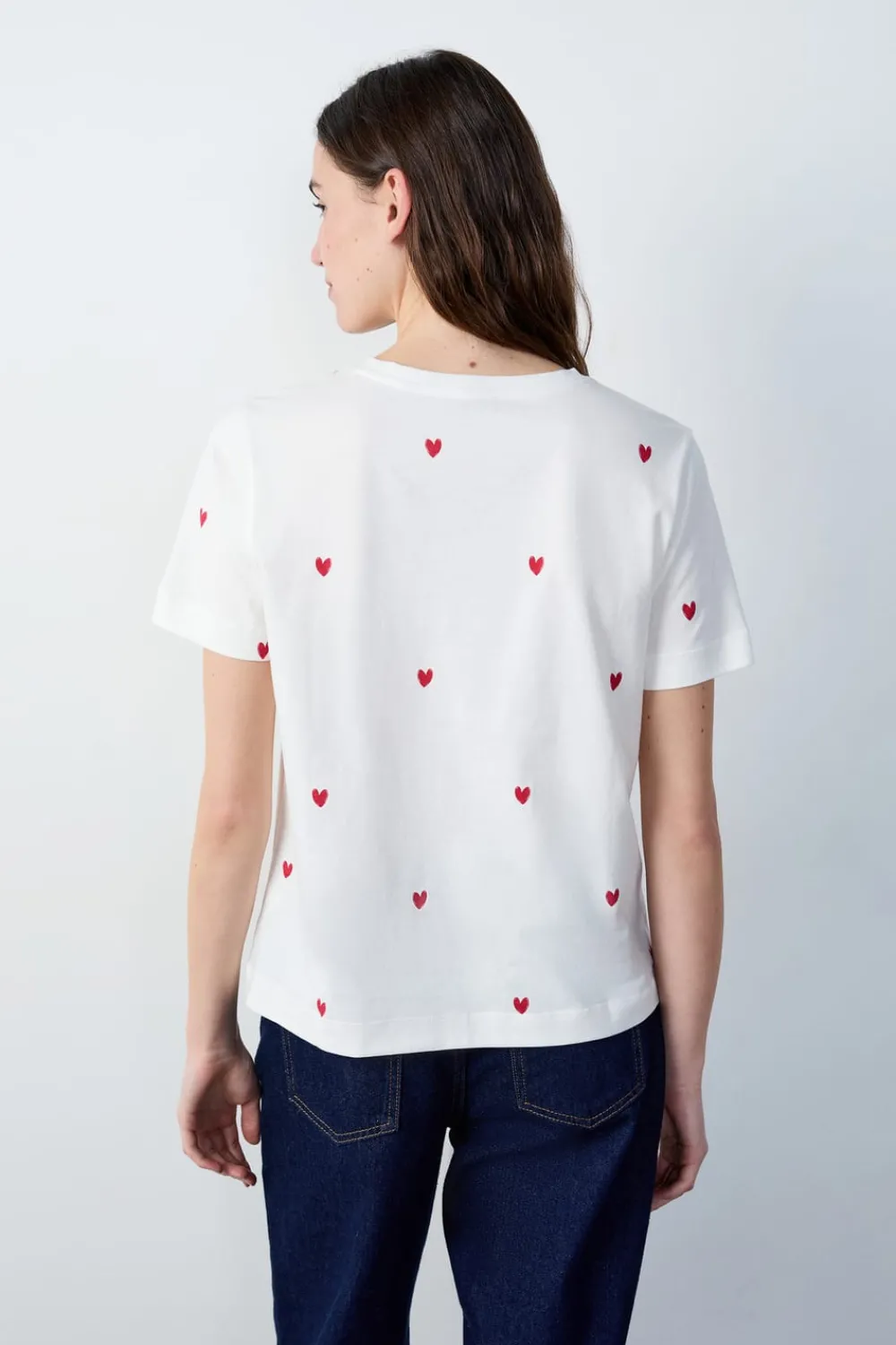 New ETAM Camiseta corazón de algodón ROJO