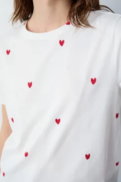 New ETAM Camiseta corazón de algodón ROJO