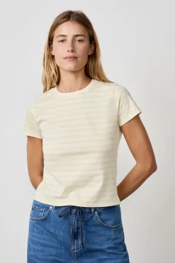 Discount ETAM Camiseta de algodón a rayas de manga corta AMARILLO P&Aacute;LIDO