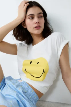 Online ETAM Camiseta de algodón de manga corta Smiley®ORIGINALS BLANCO