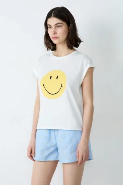 Online ETAM Camiseta de algodón de manga corta Smiley®ORIGINALS BLANCO