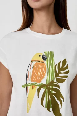 Sale ETAM Camiseta de algodón estampada BLANCO